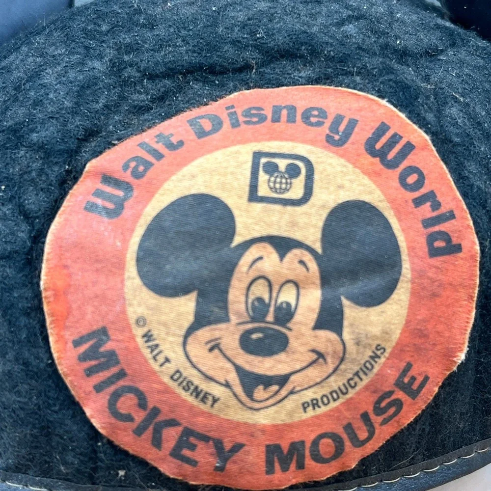 Vtg Walt Disney World Mickey Mouse Ears Felt Hat Cap Black Retro Souvenir